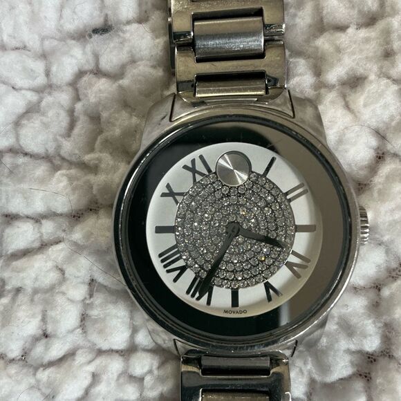 Movado Bold Luxe 3600254 Crystal Pave Dial Swiss Watch New Battery Works main image 5